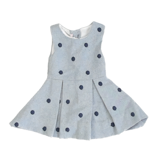 L'infant Luxe Girls Blue Polka Dots Dress Size: 18 M Blue Polka Dots