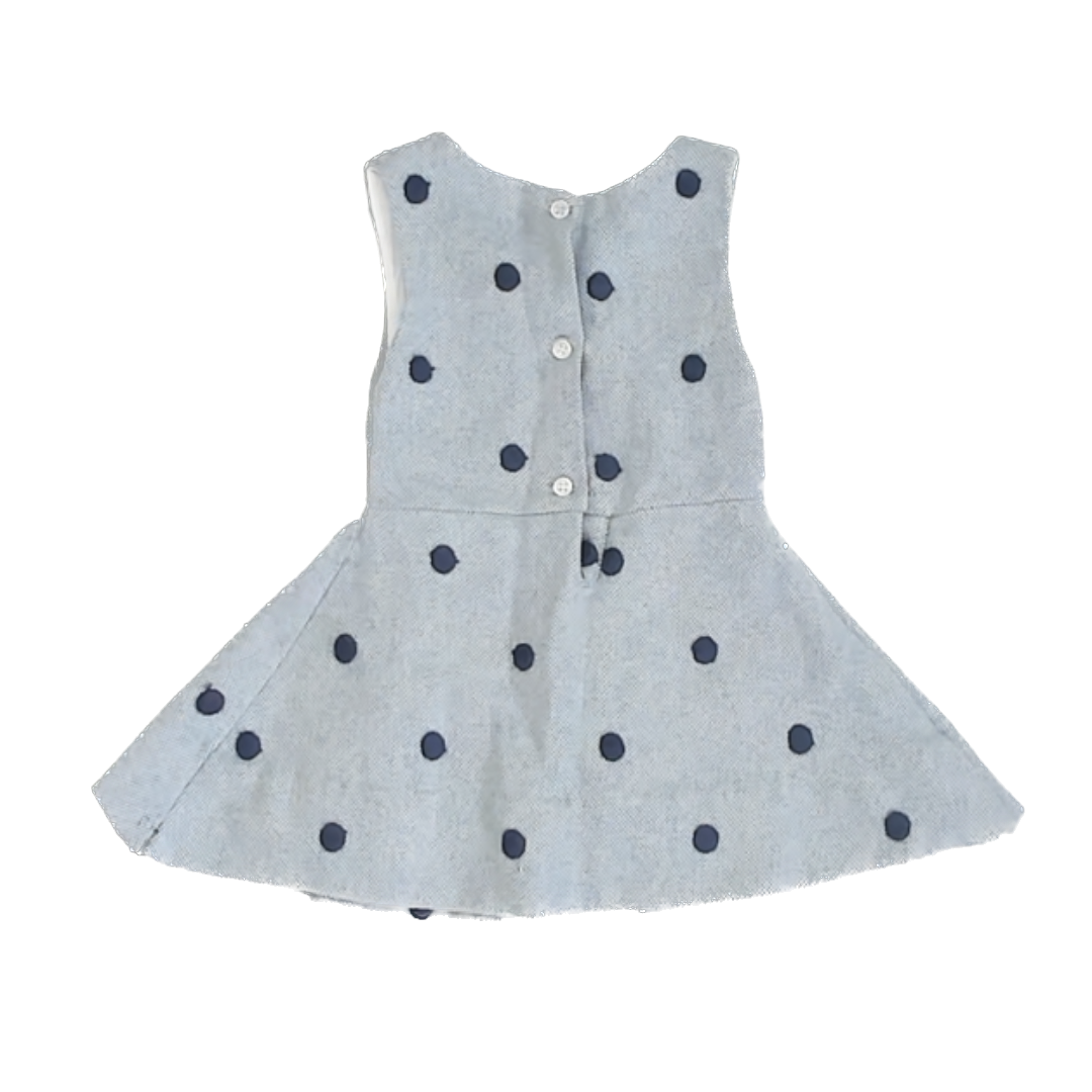 L'infant Luxe Girls Blue Polka Dots Dress Size: 18 M Blue Polka Dots