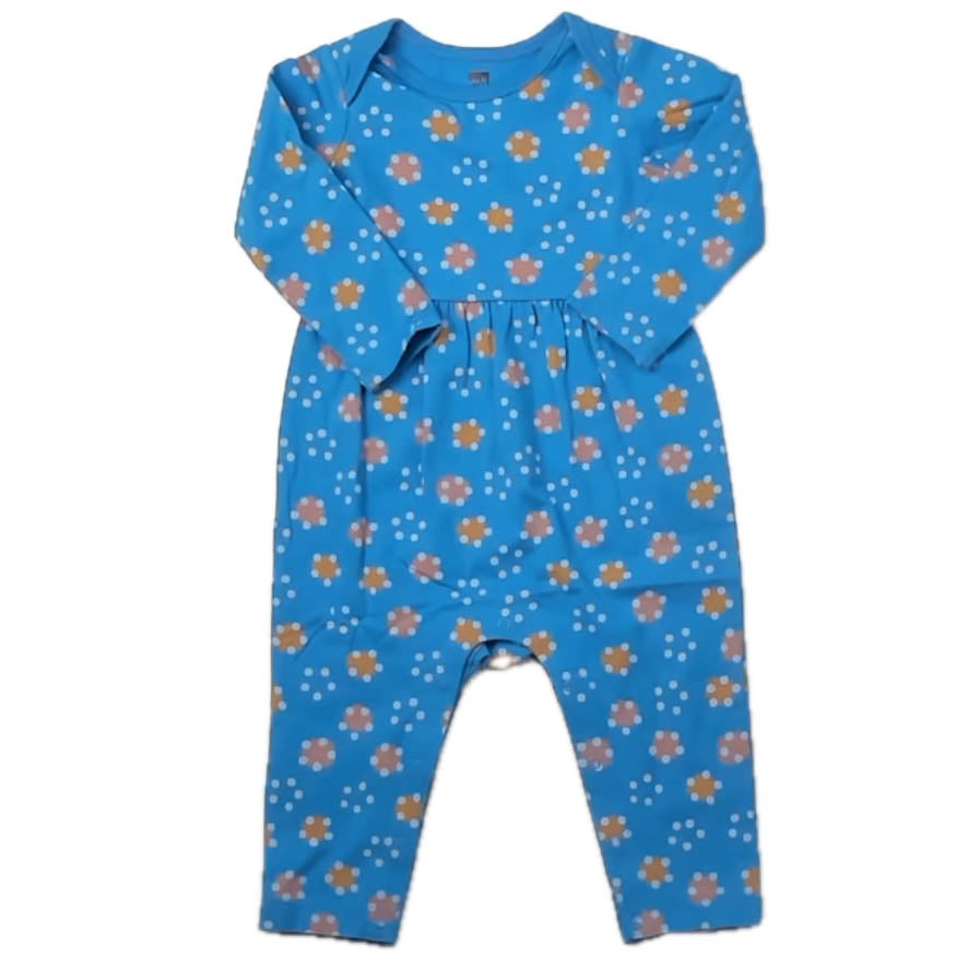 Tea Collection Girls Blue Polka Dots Long Sleeve Outfit Size: 6-9 Months Blue Polka Dots