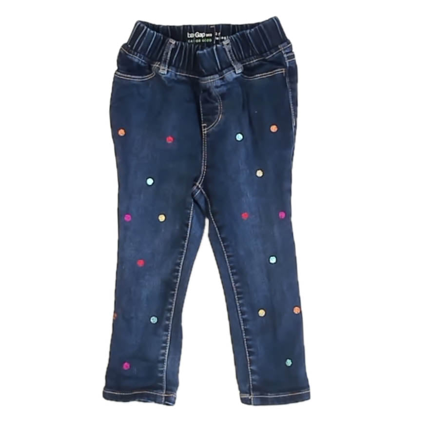 Gap Girls Blue Polka Dots Jeans Size: 2T Blue Polka Dots
