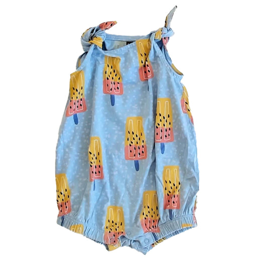 Tea Collection Girls Blue Popsicles Romper Size: 12-18 Months Blue Popsicles