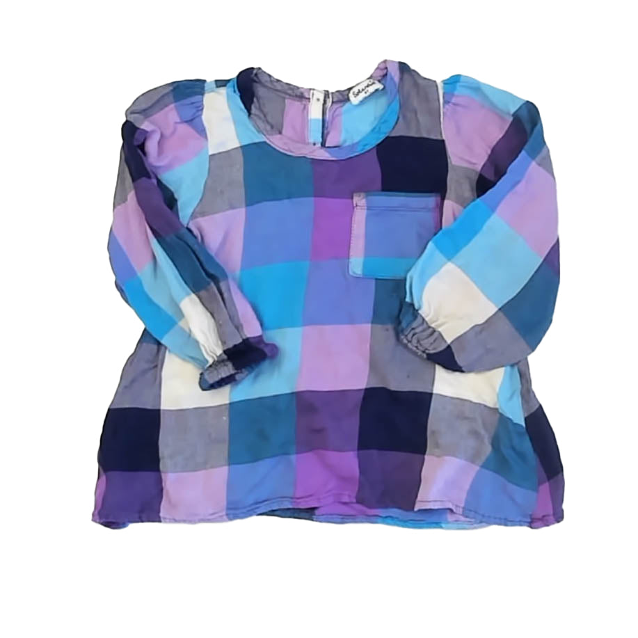 Splendid Girls Blue | Purple Check Blouse Size: 2T Blue | Purple Check