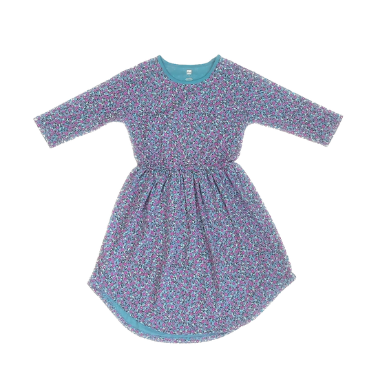 Tea Collection Girls Blue | Purple Floral Dress Size: 7 Years Blue | Purple Floral