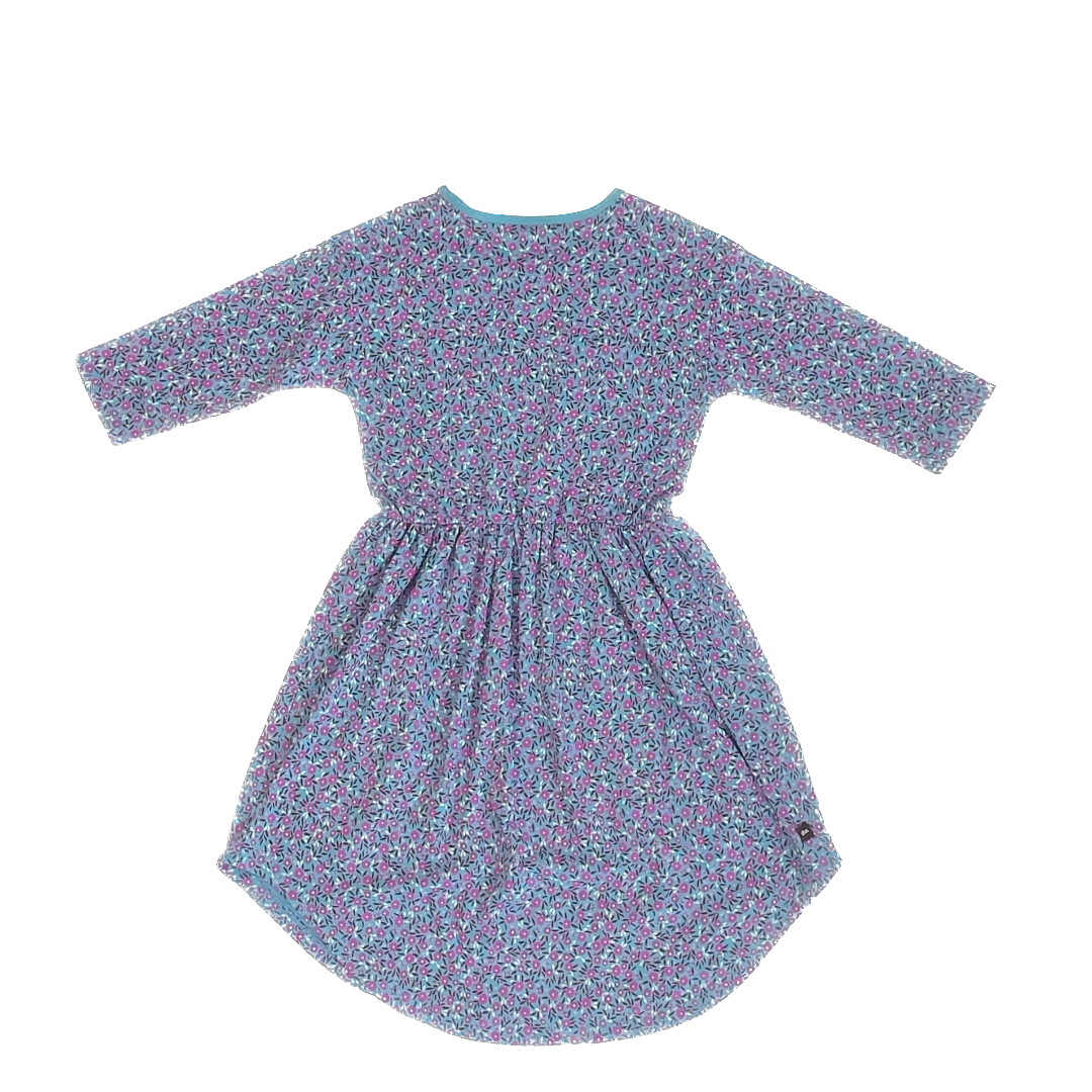 Tea Collection Girls Blue | Purple Floral Dress Size: 7 Years Blue | Purple Floral