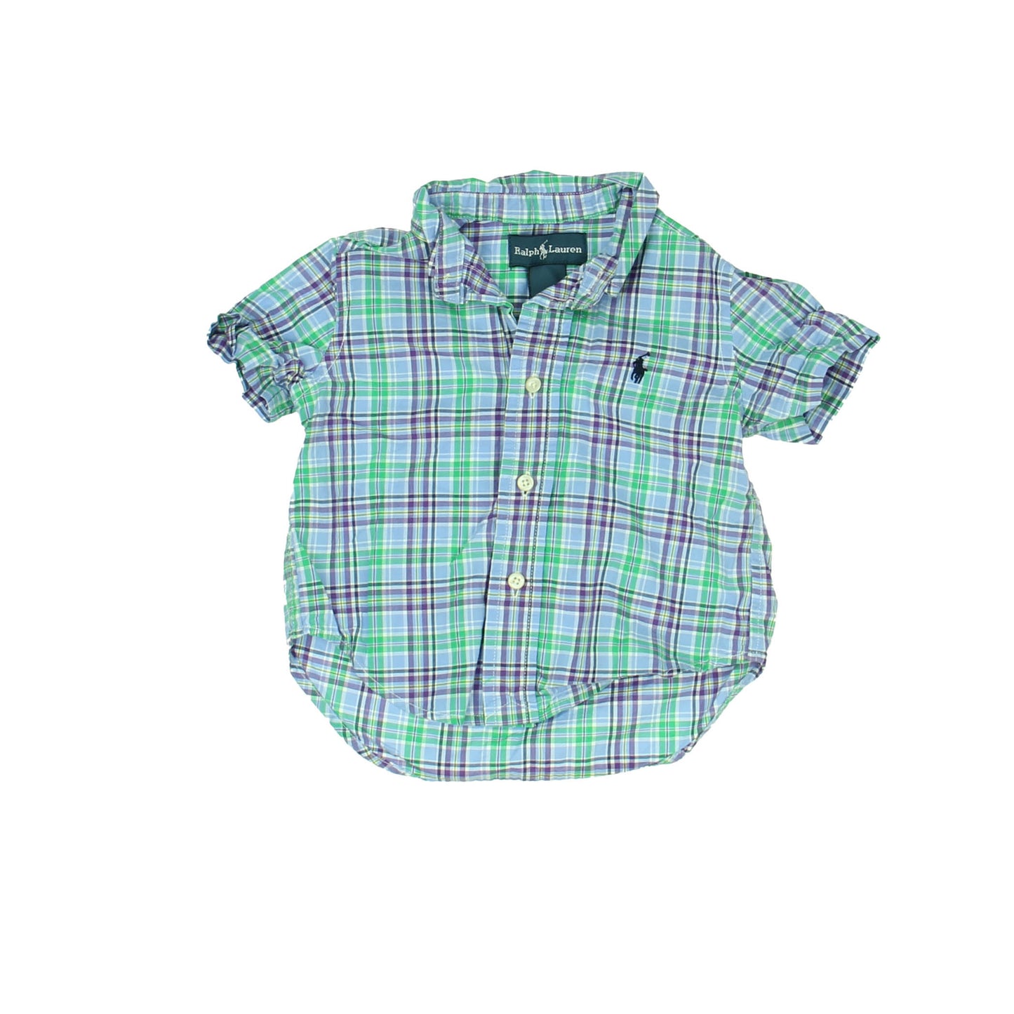 Ralph Lauren Boys Blue | Purple | Green Button Down Short Sleeve Size: 12 Months Blue | Purple | Green
