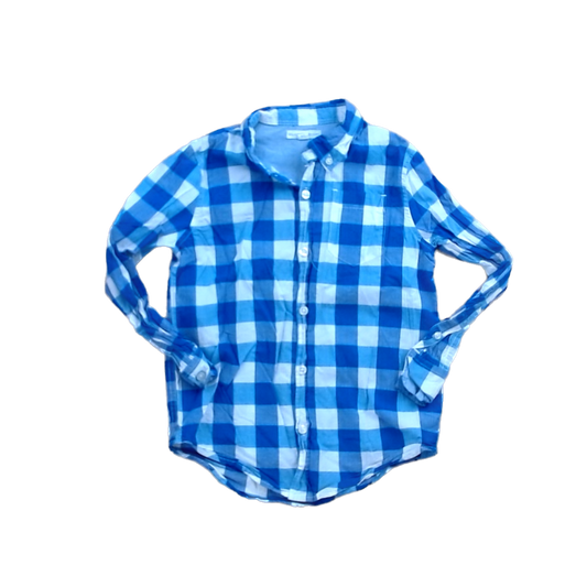 Rockets Of Awesome Boys Blue | Purple White Plaid Button Down Long Sleeve Size: 6 - 7 Years Blue | Purple White Plaid