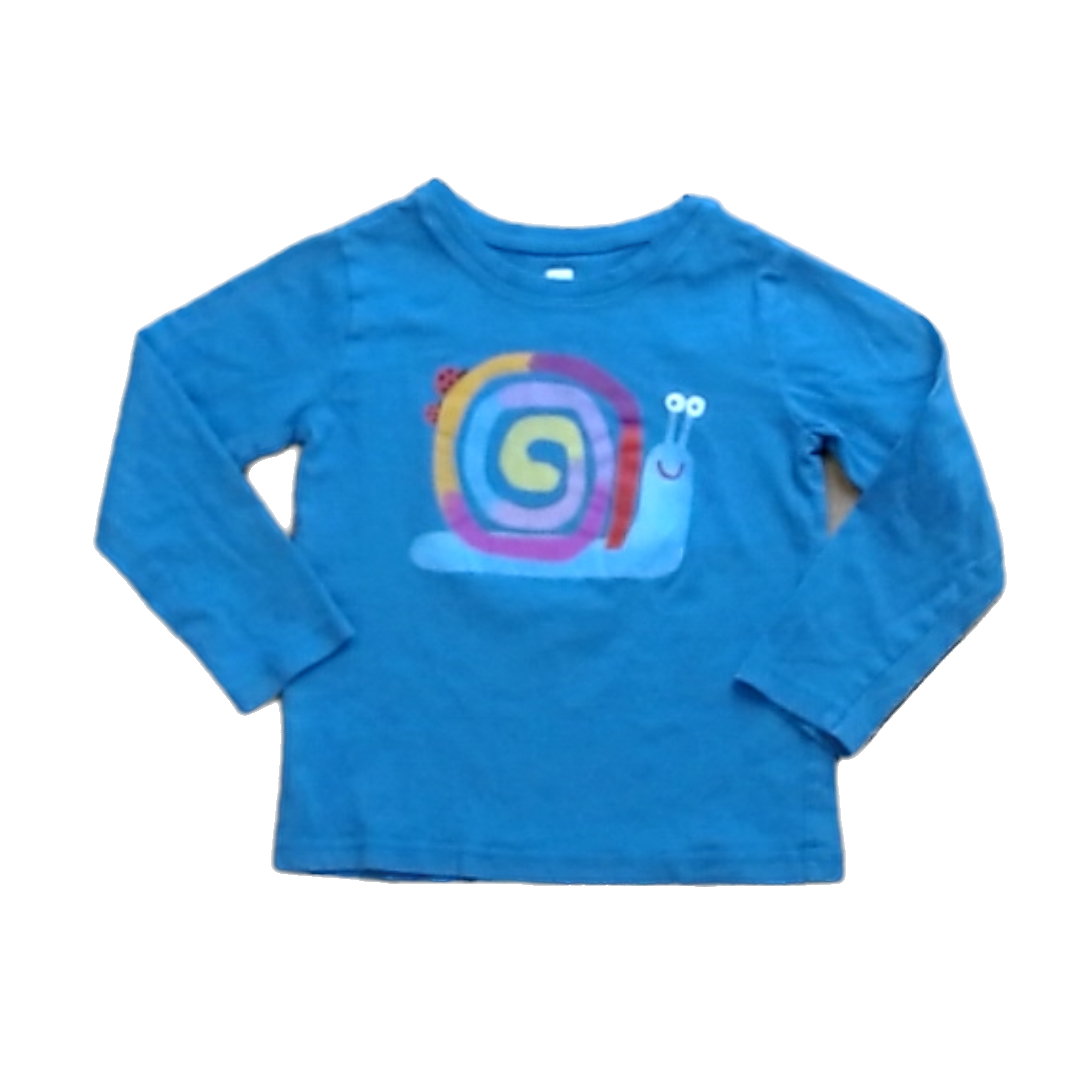 Tea Collection Girls Blue | Rainbow Snail Long Sleeve Tops Size: 3T Blue | Rainbow Snail