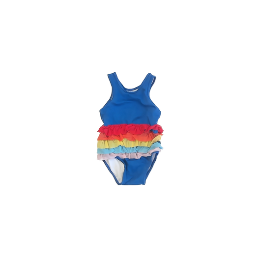 Hanna Andersson Girls Blue Rainbow 1-piece Swimsuit Size: 3-6 Months Blue Rainbow