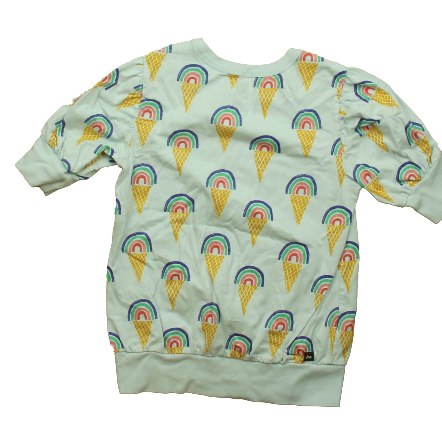 Tea Collection Girls Blue Rainbows Short Sleeve Shirt Size: 7 Years Blue Rainbows