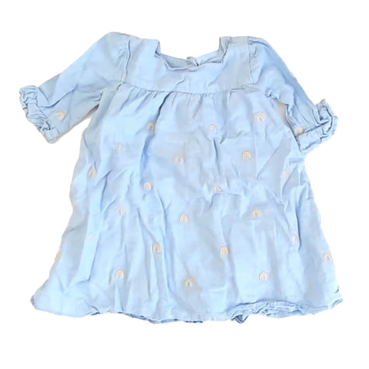 Janie & Jack Girls Blue Rainbows Dress Size: 18-24 Months Blue Rainbows