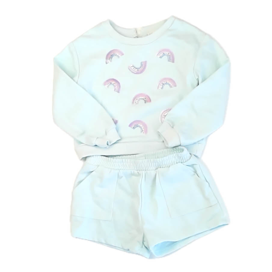 Btween Girls Blue Rainbows Apparel Sets Size: 24 Months Blue Rainbows