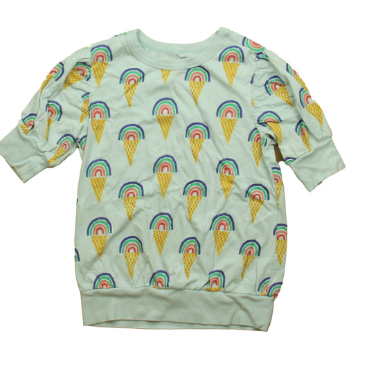 Tea Collection Girls Blue Rainbows Short Sleeve Shirt Size: 7 Years Blue Rainbows