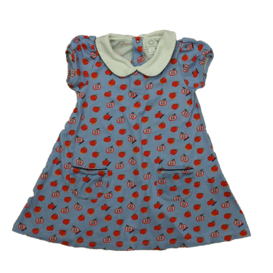 The Proper Peony Girls Blue | Red Apples Dress Size: 4T