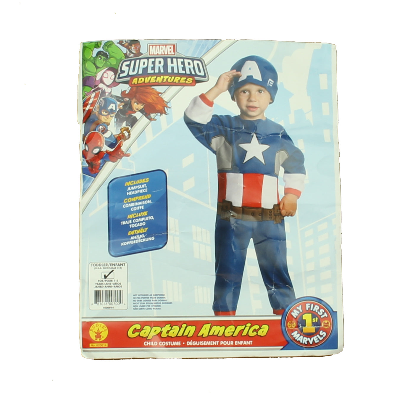 Marvel Boys Blue | Red Captain America Costume Size: 18-24 Months