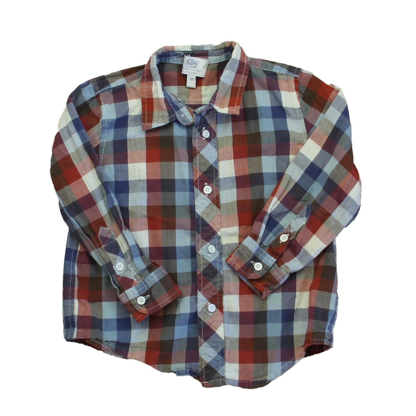 Carolina Zapf Boys Blue | Red Check Button Down Long Sleeve Size: 3T Blue | Red Check
