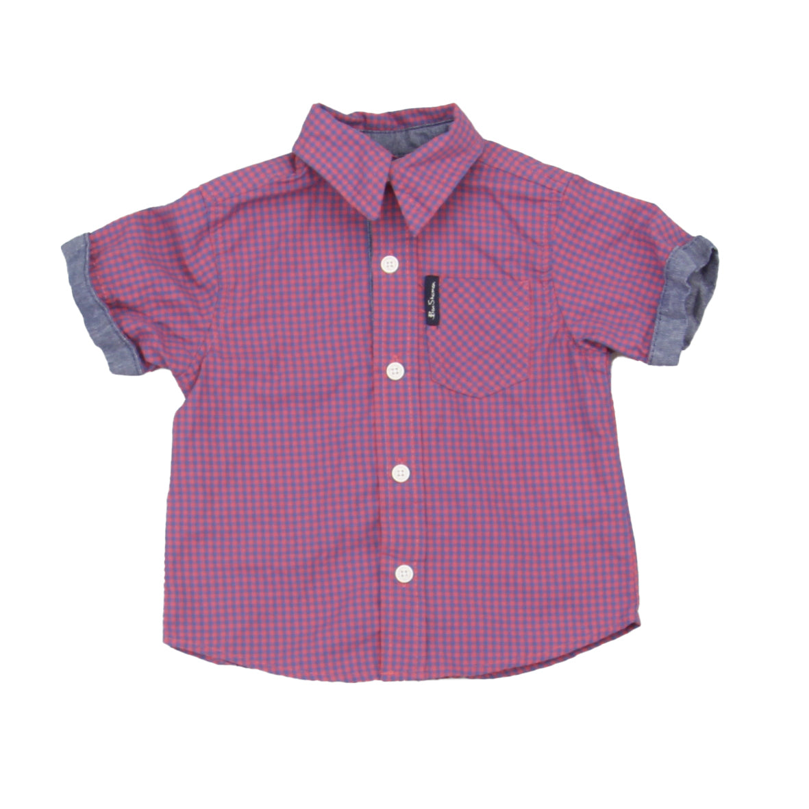 Ben Sherman Boys Blue | Red | Checks Button Down Short Sleeve Size: 12 Months Blue | Red | Checks