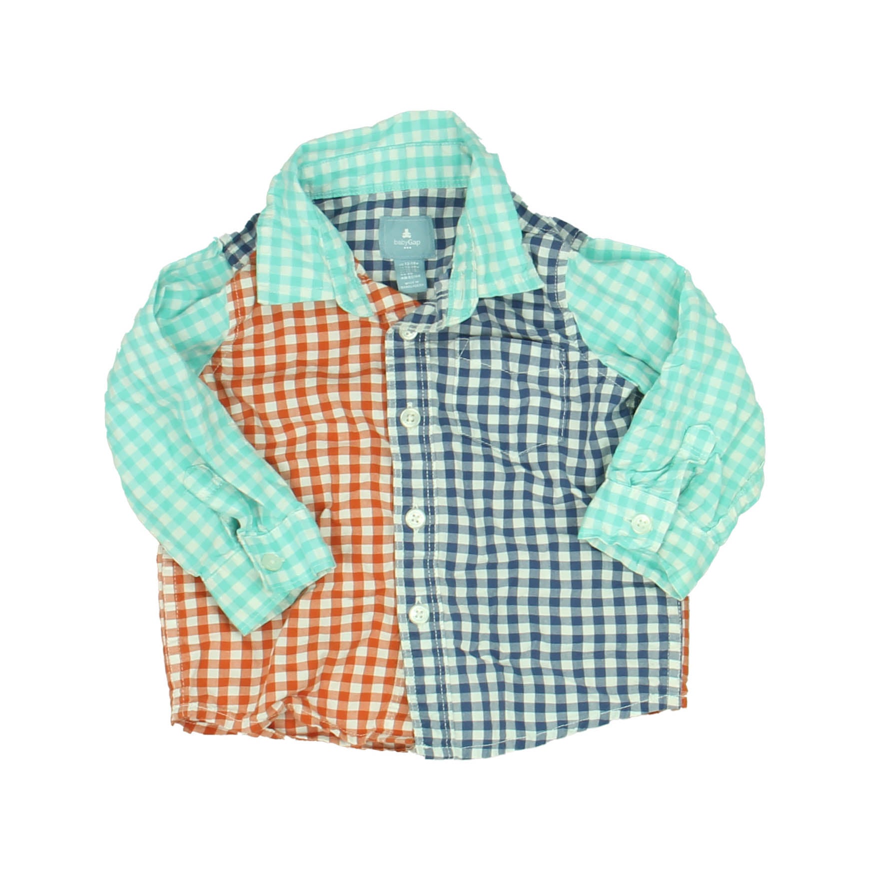 Gap Boys Blue | Red | Checks Button Down Long Sleeve Size: 12-18 Months Blue | Red | Checks