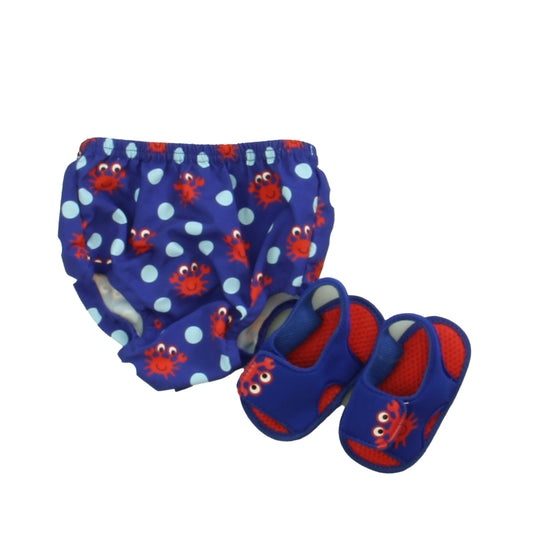 Rising Star Boys Blue | Red Crabs 1-piece Swimsuit Size: 0-12 Months