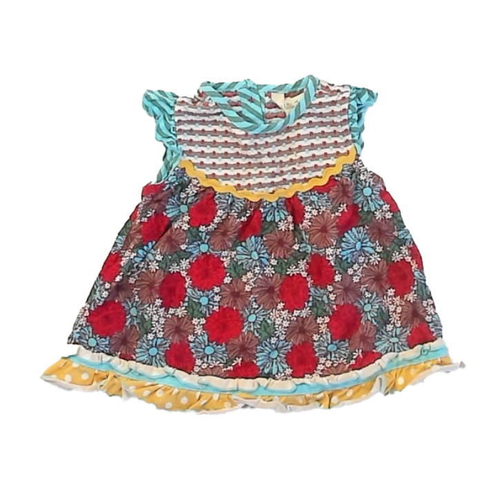 Matilda Jane Girls Blue | Red Floral Dress Size: 12-18 Months Blue | Red Floral
