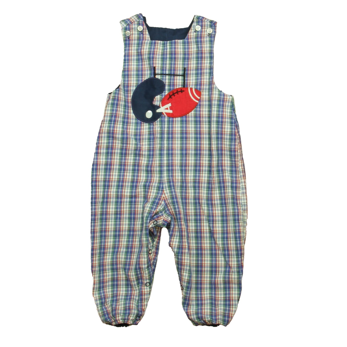 The Bailey Boys Boys Blue | Red Football Romper Size: 18 Months Blue | Red Football