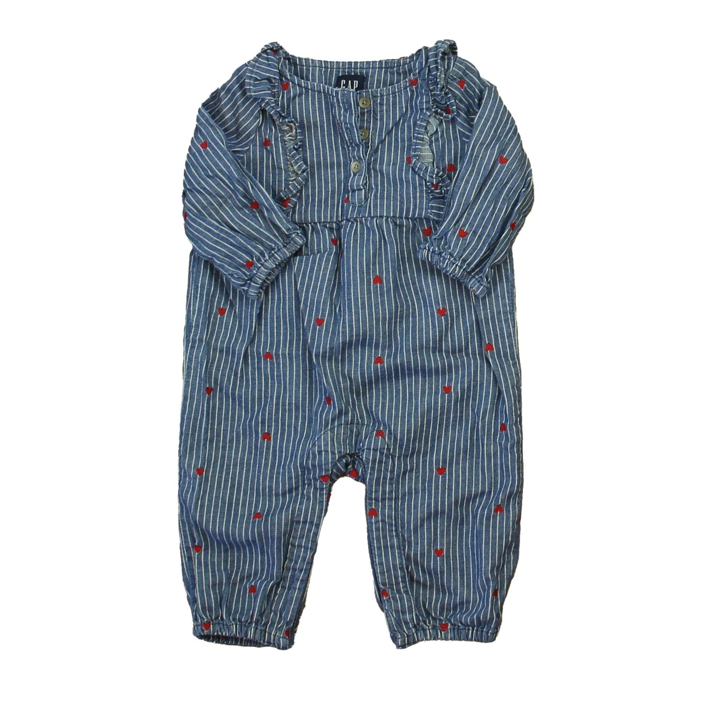 Gap Girls Blue | Red Hearts Long Sleeve Outfit Size: 3-6 Months Blue | Red Hearts