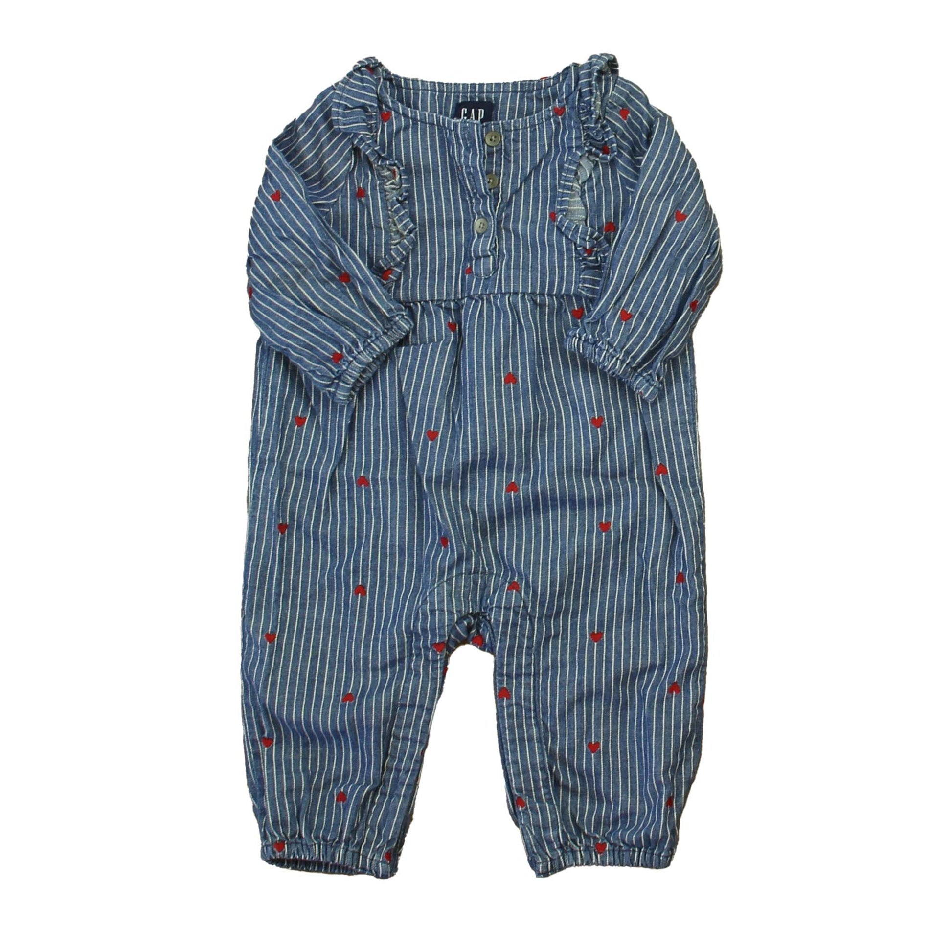Gap Girls Blue | Red Hearts Long Sleeve Outfit Size: 3-6 Months Blue | Red Hearts