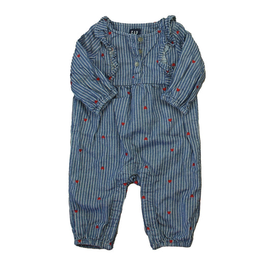 Gap Girls Blue | Red Hearts Long Sleeve Outfit Size: 3-6 Months Blue | Red Hearts
