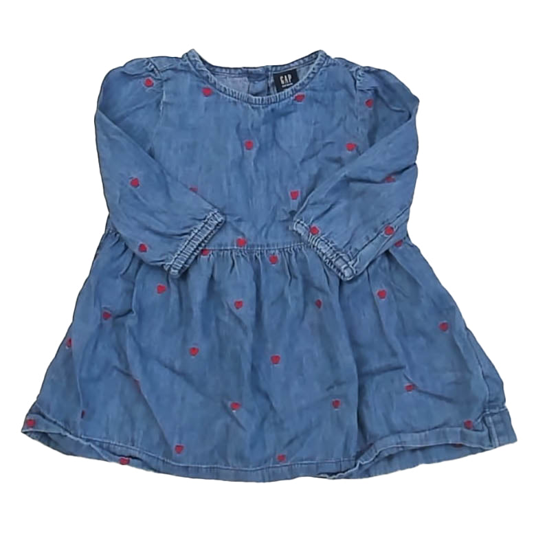 Gap Girls Blue | Red Hearts Dress Size: 12-18 Months Blue | Red Hearts