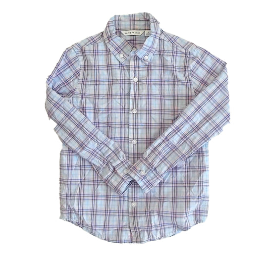 Janie and Jack Boys Blue | Red Plaid Button Down Long Sleeve Size: 5T Blue | Red Plaid