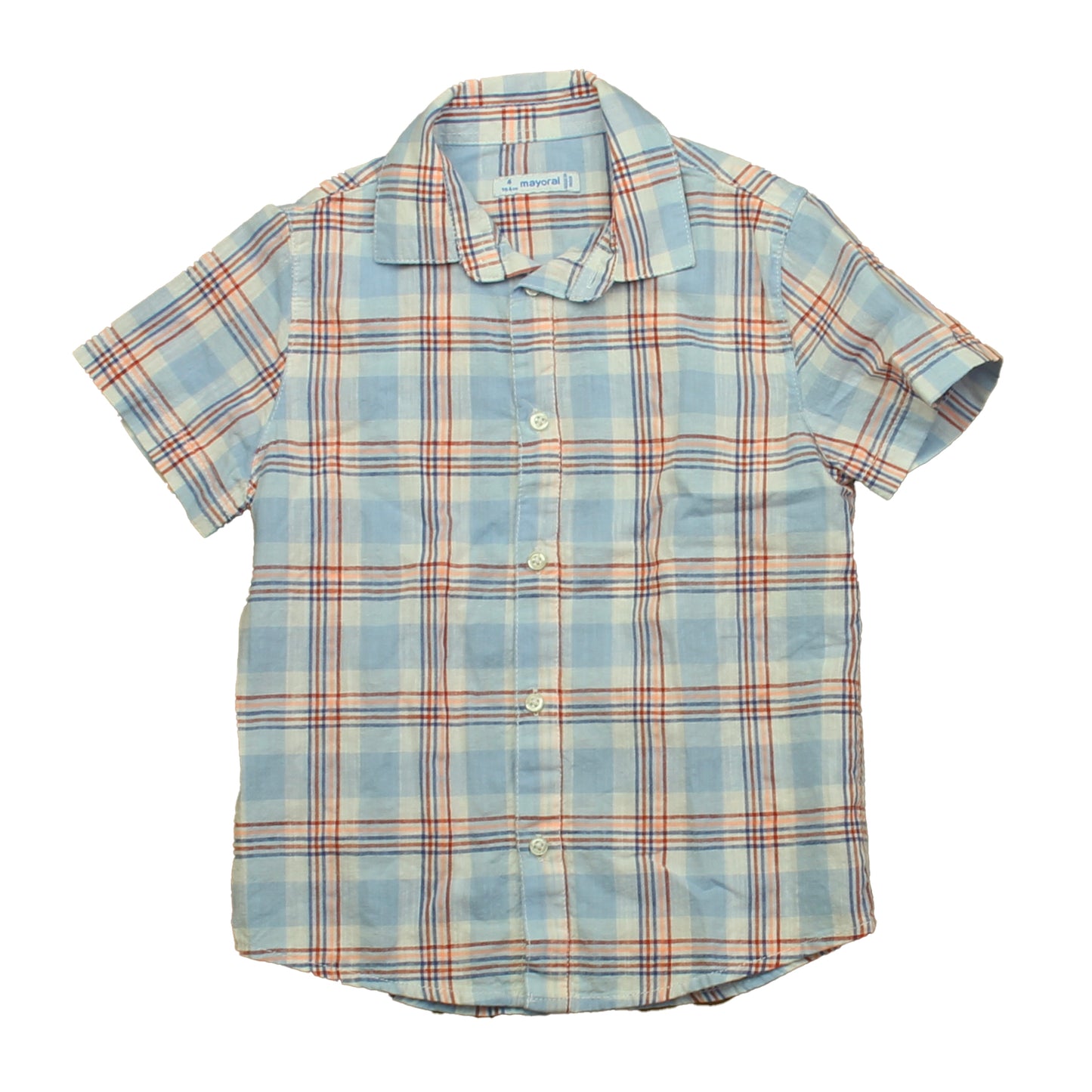 Mayoral Boys Blue | Red Plaid Button Down Short Sleeve Size: 4T