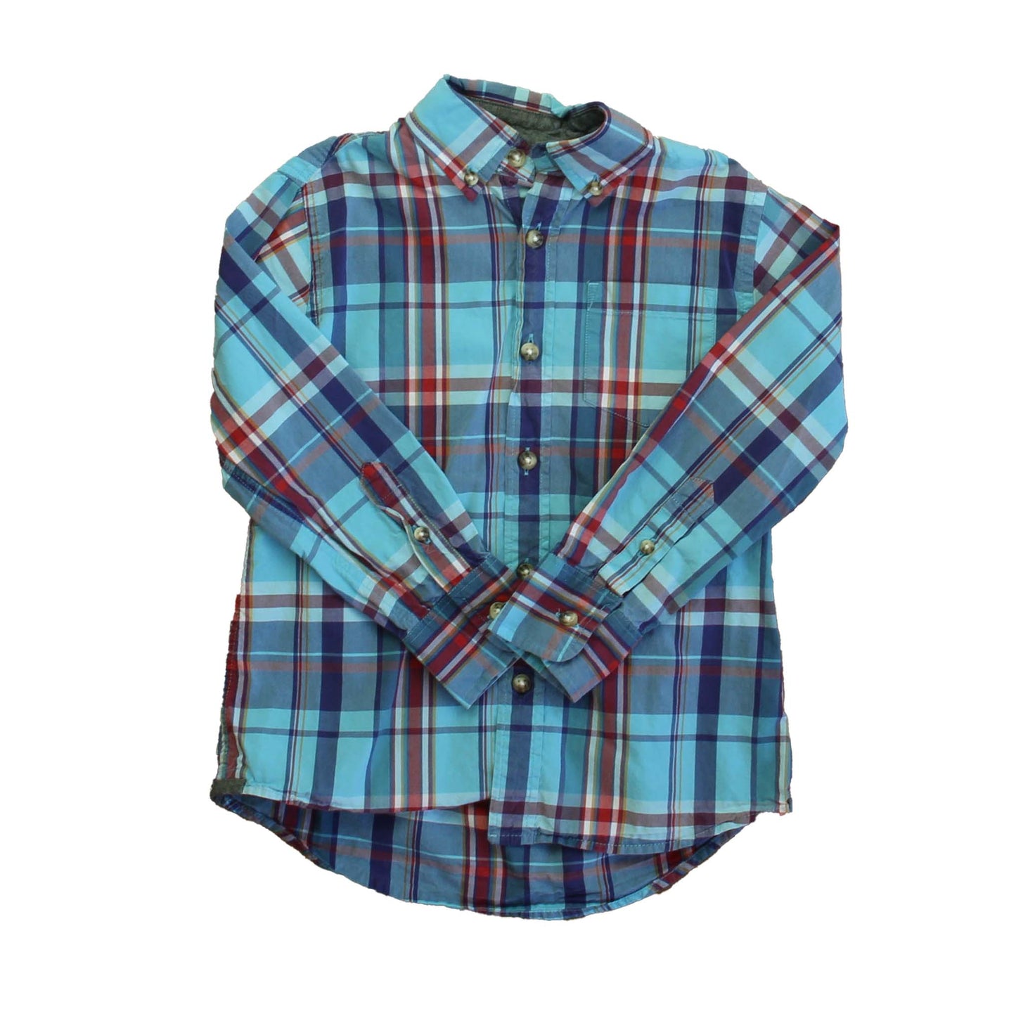Crewcuts Boys Blue | Red Plaid Button Down Long Sleeve Size: 4-5T
