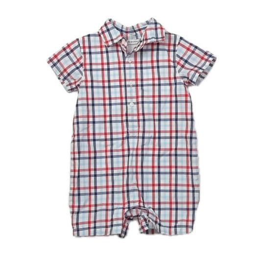 Janie and Jack Boys Blue | Red Plaid Romper Size: 6-12 Months Blue | Red Plaid