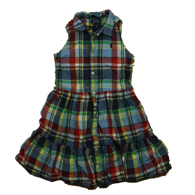 Ralph Lauren Girls Blue | Red Plaid Dress Size: 6 Years