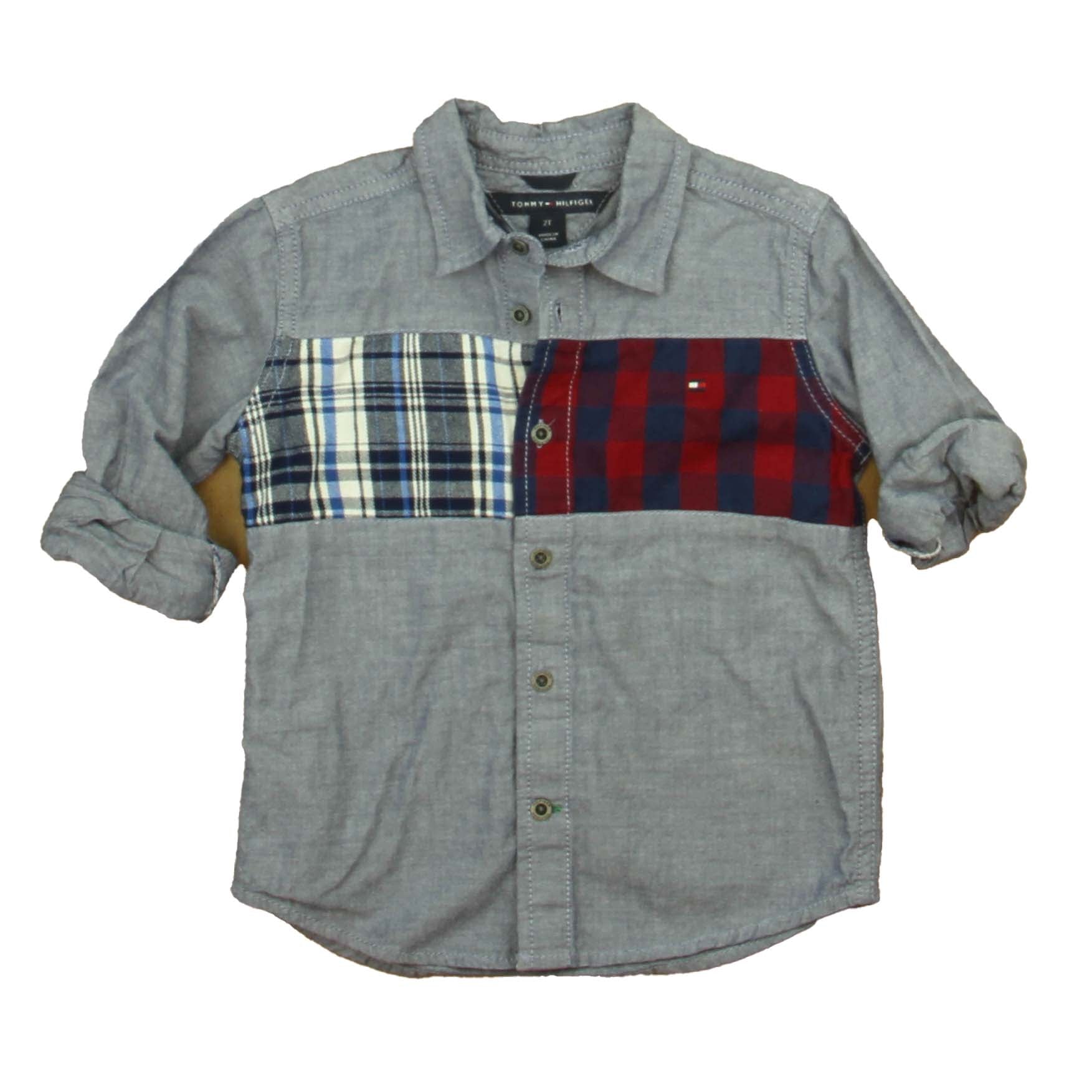 Tommy Hilfiger Boys Blue | Red Plaid Button Down Long Sleeve Size: 2T Blue | Red Plaid