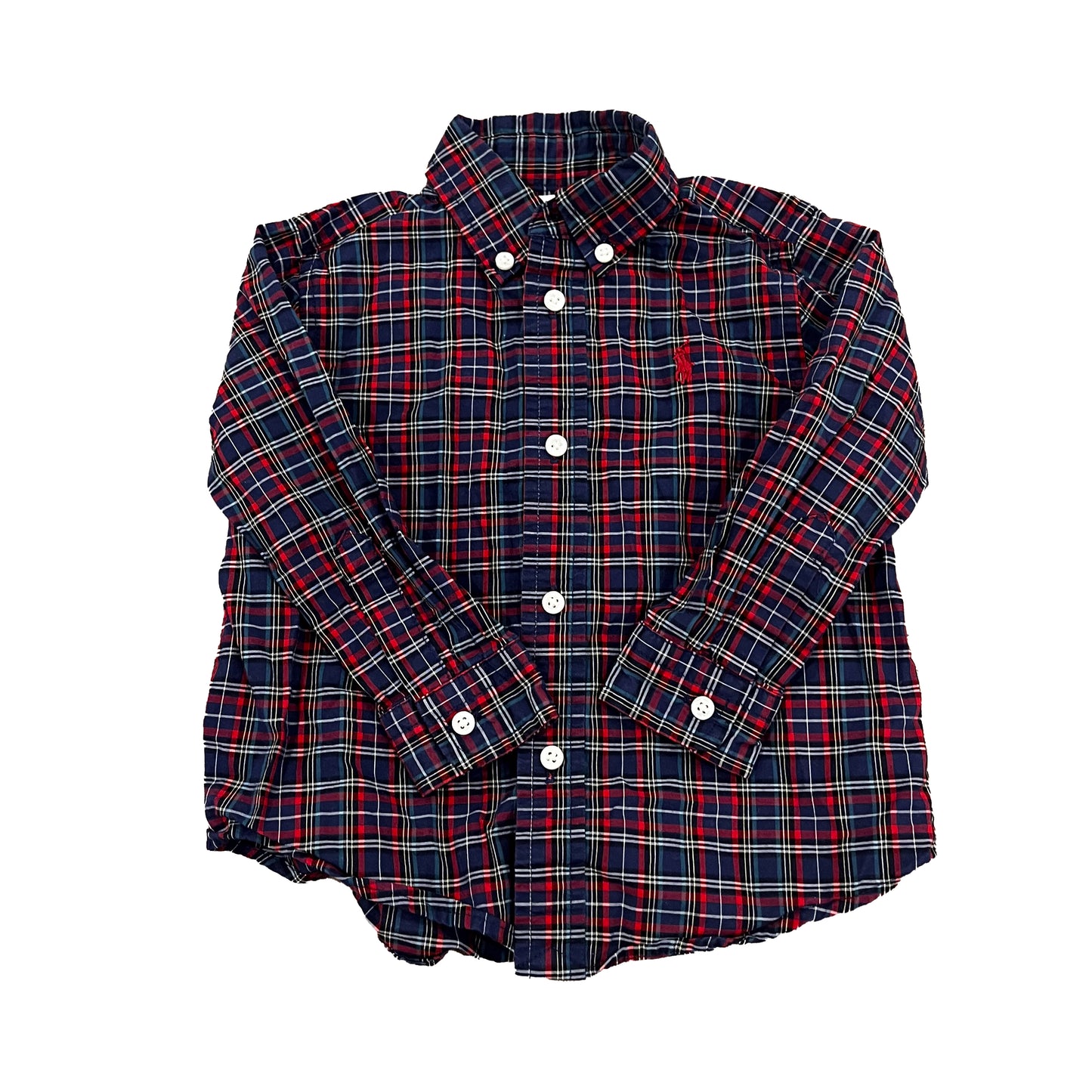 Ralph Lauren Boys Blue | Red Plaid Button Down Long Sleeve Size: 18 Months Blue | Red Plaid
