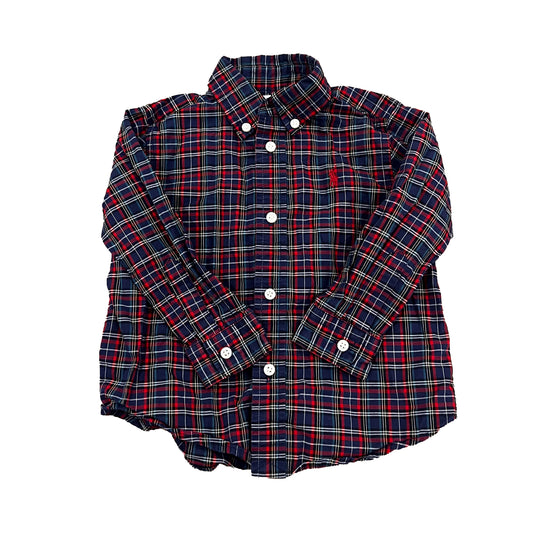 Ralph Lauren Boys Blue | Red Plaid Button Down Long Sleeve Size: 18 Months Blue | Red Plaid