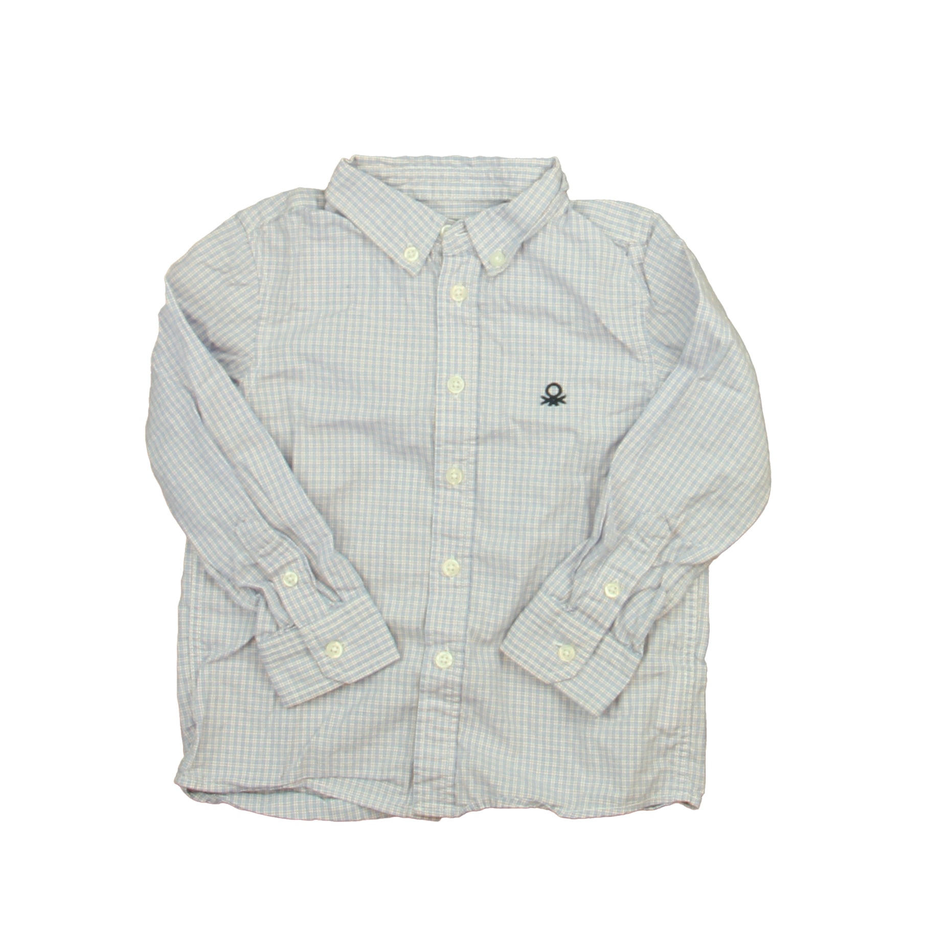 Benetton Boys Blue | Red Plaid Button Down Long Sleeve Size: 3-4T Blue | Red Plaid