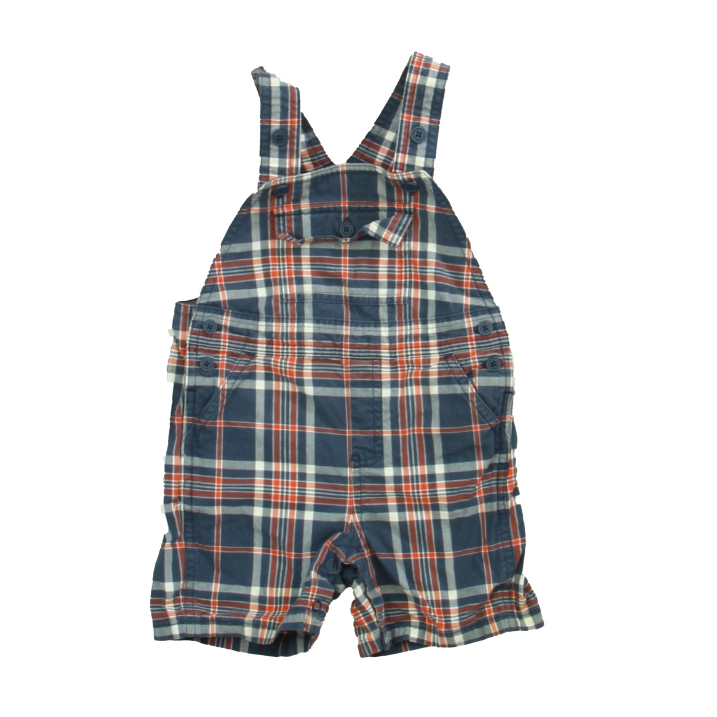 Janie and Jack Boys Blue | Red Plaid Overall Shorts Size: 6-12 Months Blue | Red Plaid