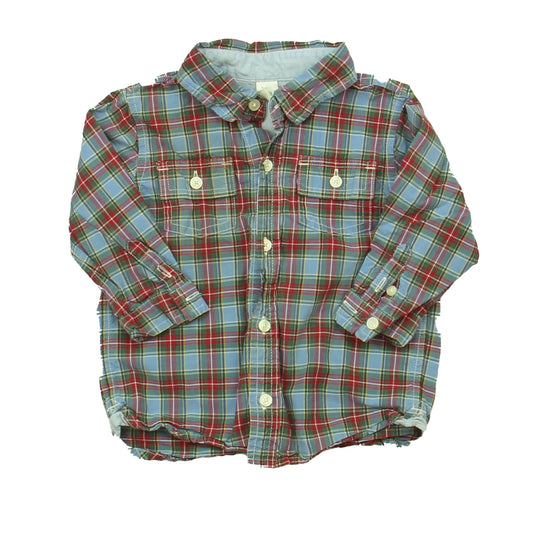 Gap Boys Blue | Red Plaid Button Down Long Sleeve Size: 12-18 Months Blue | Red Plaid