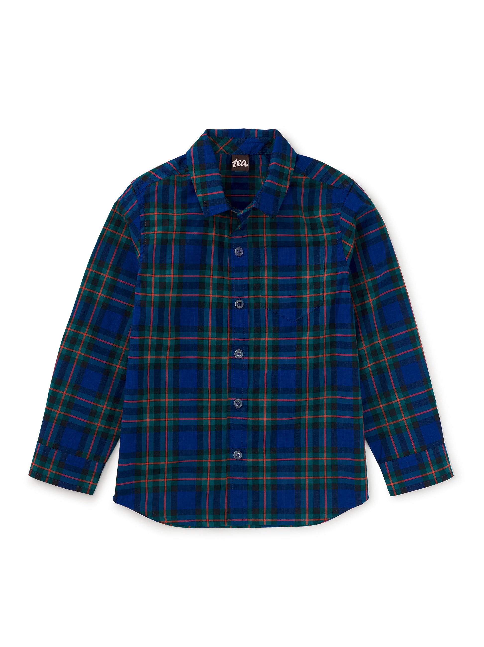 Tea Collection Boys Blue | Red Plaid Button Down Long Sleeve Size: 5T Blue | Red Plaid