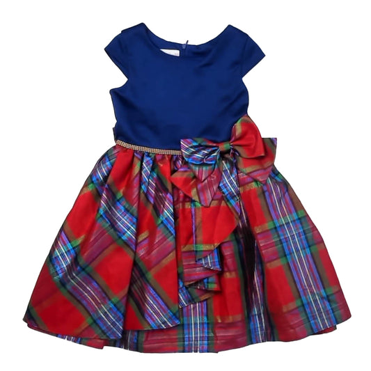 Bonnie Jean Girls Blue | Red Plaid Special Occasion Dress Size: 8 Years Blue | Red Plaid