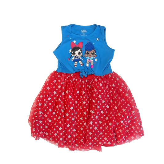 LOL Surprise Girls Blue | Red Stars Dress Size: 10-12 Years Blue | Red Stars