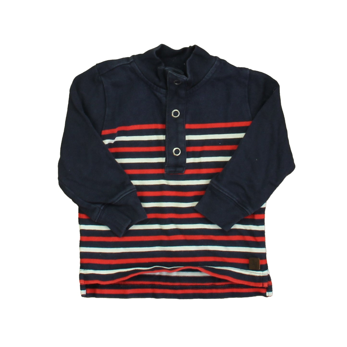 Janie and Jack Boys Blue | Red Stripe Henley Size: 12-18 Months Blue | Red Stripe
