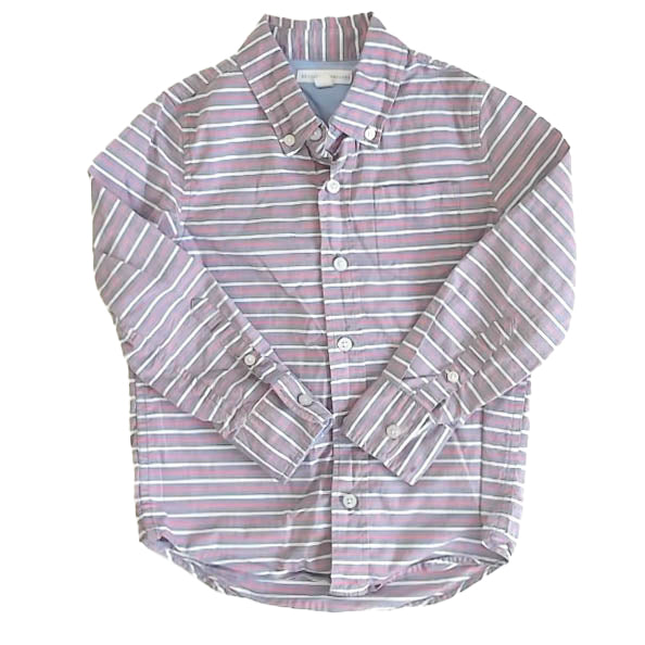 Rockets Of Awesome Boys Blue | Red Stripe Button Down Long Sleeve Size: 4-5T Blue | Red Stripe