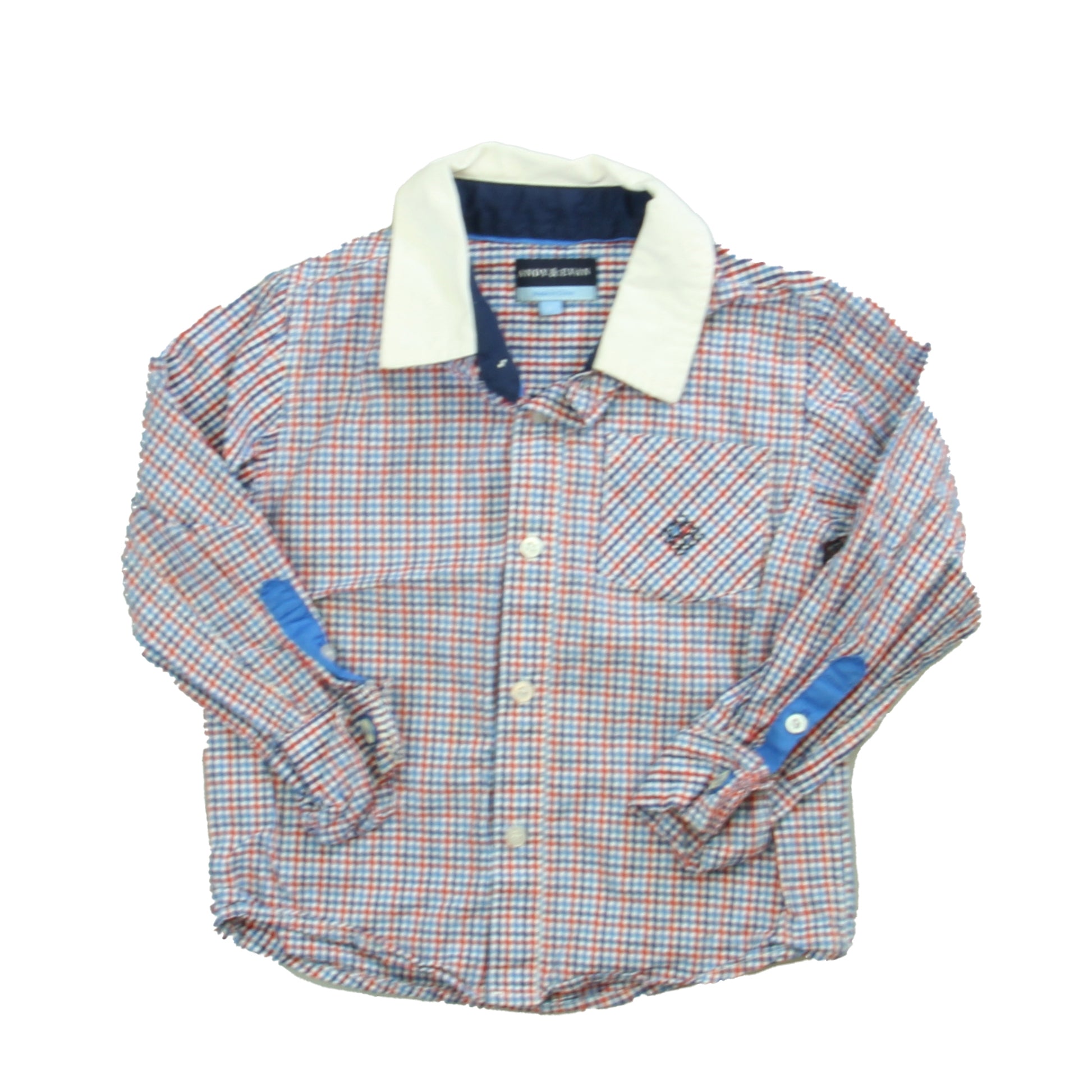 Andy & Evan Boys Blue | Red | White Button Down Long Sleeve Size: 3T Blue | Red | White