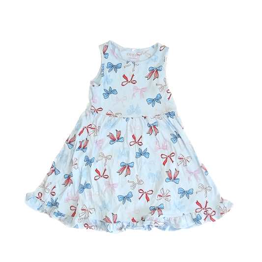 Crewcuts Girls Blue | Red | White Dress Size: 7 Blue | Red | White