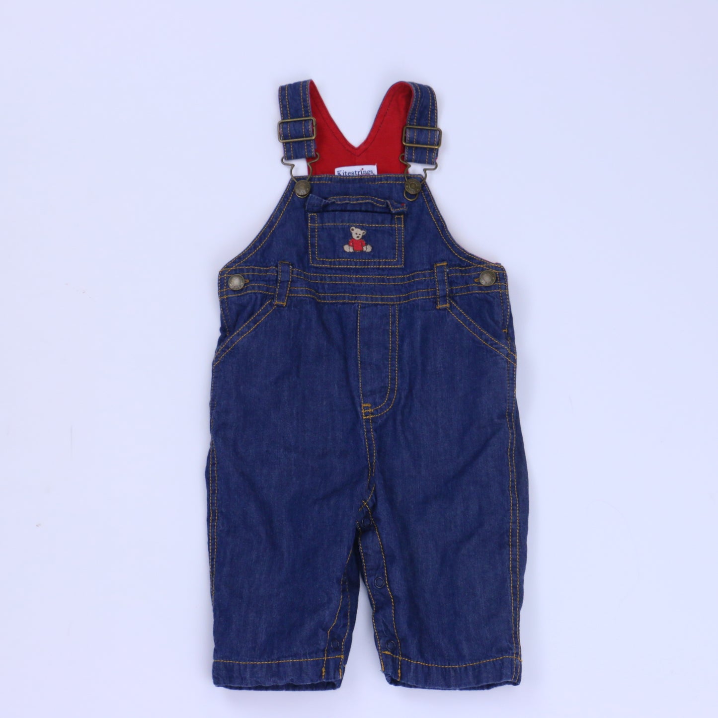 Kitestrings Boys Blue | Red Overalls Size: 3-6 Months Blue | Red