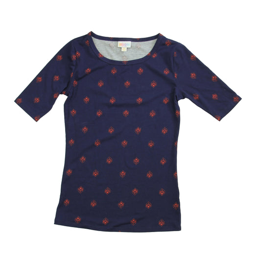 Lula roe Girls Blue | Red Short Sleeve Shirt Size: Junior XXS Blue | Red