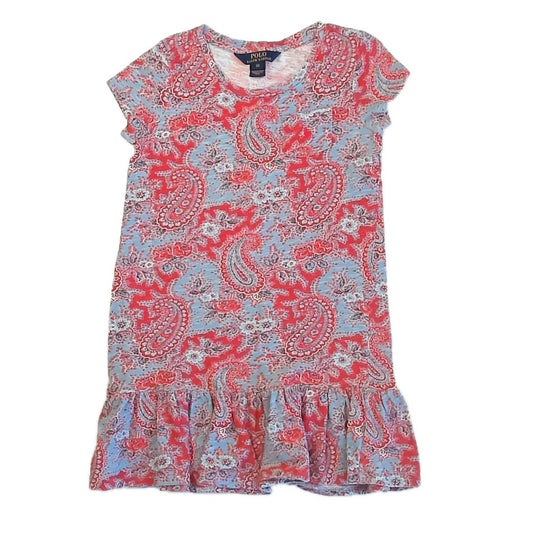 Ralph Lauren Girls Blue | Red Dress Size: 6 Years Blue | Red