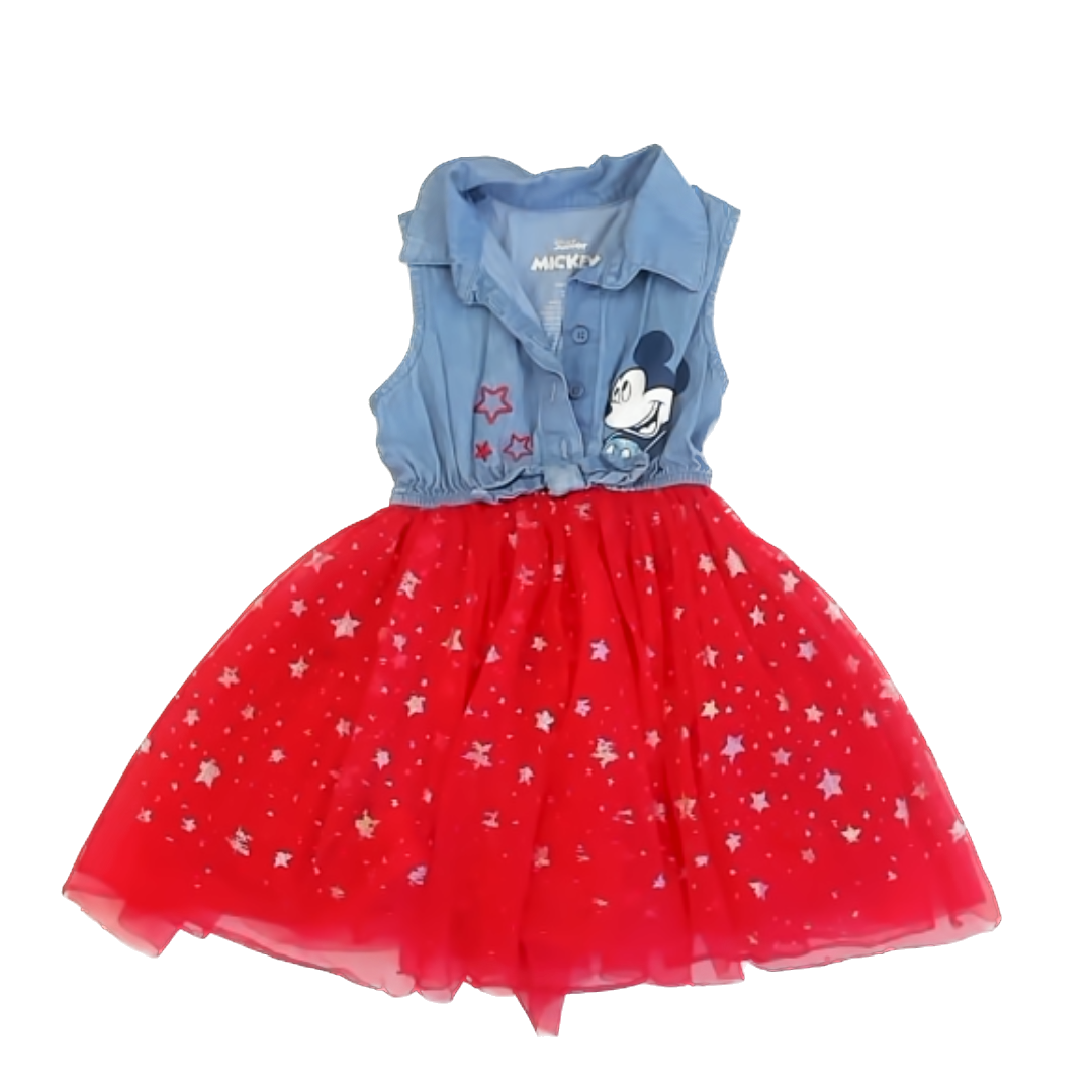 Mickey Mouse Girls Blue | Red Dress Size: 2T Blue | Red
